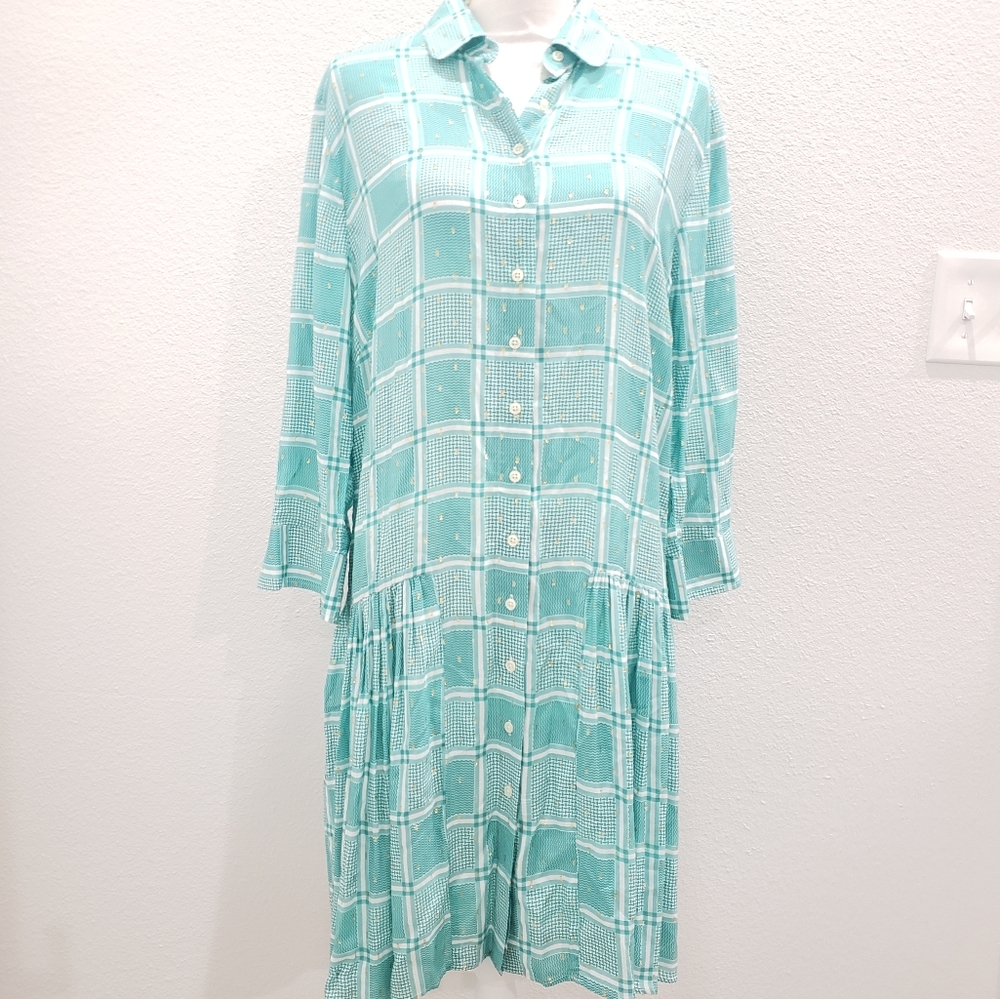 THE SHIRT by Rochelle Behrens Long Sleeve Shirt Dress Size Large